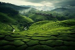 Picturesque Tea farms cultivated. Generate AI Product Image 1