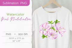 Floral Sublimation PNG. Pink Watercolor Flower Clipart Product Image 1