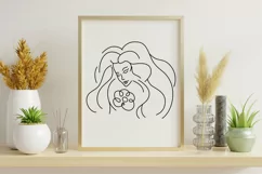 Woman with flower line art design eps dxf svg cut files Product Image 3