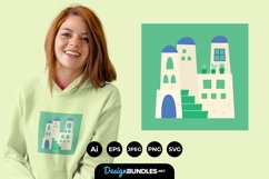 Santorini View Illustrations for T-Shirt Design Product Image 1