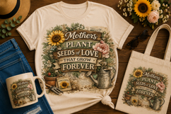 Mothers Plant Seeds of Love PNG | Gardening Mom Sublimation Product Image 1