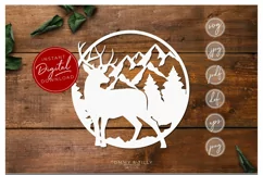 Stag Mountain Scene - SVG EPS DXF PNG PDF JPG Product Image 3