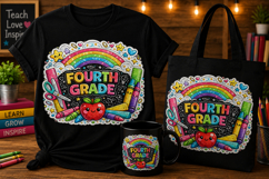 Fourth Grade PNG | Back to School Sublimation Design Product Image 1