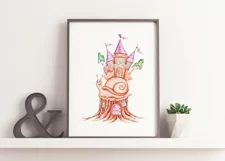 Watercolor cute nursery snail clipart. Castle illustration Product Image 2
