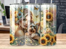 Yorkie Mom Seamless Tumbler Sublimation Wrap PNG Product Image 2