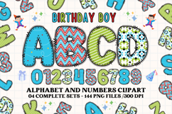 Birthday Boy Alphabet, birthday boy letters doodle clipart Product Image 1