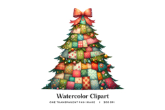 Patchwork Christmas Tree PNG Clipart Quilted Fabric Art Bow Product Image 1