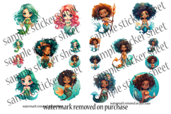 Cute Mermaid Stickers Printable | 80 Chibi Anime Designs Product Image 5