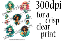 Cute Mermaid Stickers Printable | 80 Chibi Anime Designs Product Image 6