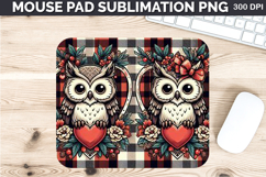 Watercolor Owls Mouse Pad Sublimation - Valentines PNG Product Image 1