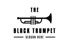 Elegant Black Trumpet Musical Instrument Logo Vector Product Image 1
