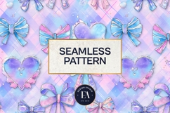 Pastel Hearts Plaid Digital Paper, Cute Seamless Pattern Product Image 3