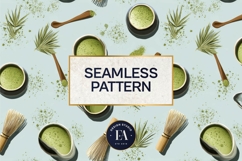 Matcha Green Tea Pattern, Matcha Aesthetic Digital Paper Product Image 3
