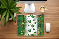 Green Plaid Shamrock Hearts Glitter Mouse Pad PNG Sublimatio Product Image 1