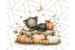 Watercolor Halloween Cottage Clipart, Ghosts &amp; Pumpkins Png Product Image 2