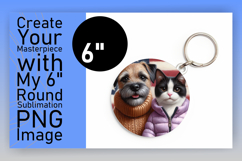 Charming Round Design Keychain PNG , Dog and cat Product Image 1