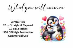 Valentine's Day Penguins Tumbler Wrap Sublimation Design Product Image 2