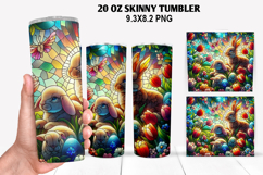 Bunny Skinny Tumbler 20oz Wrap Design, Easter Tumbler PNG Product Image 1