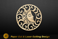 Sun face ornate circular wood carving image Laser cut Product Image 1