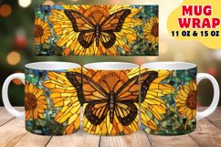 STAINED GLASS FLORAL MYSTIQUE SUBLIMATION 11OZ 15OZ MUG WRAP Product Image 1