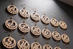 Alphabet Initial Earrings Laser Cut Template Wooden Monogram Product Image 3