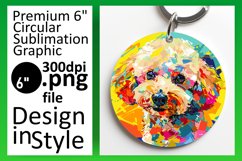 Elegant Abstract Dog Round Design Keychain Sublimation Product Image 1