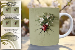 Sublimation 15oz Mug Wrap Png Template , 3D Heart Product Image 1