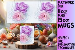 Serene Bloom: Floral Water Design Mug Wrap 11oz 15oz Product Image 1