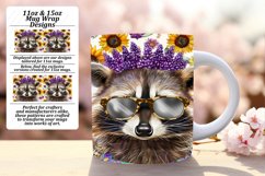 Colorful Raccoon &amp; Bloom Mug Wrap Sublimation Product Image 1