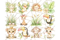 Pastel Safari Jungle Baby Animals PNG Clipart, Nursery Product Image 2
