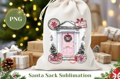 Christmas Pink Door Santa Sack, Christmas Gift Bag Product Image 1
