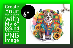 Artful Round Design for Keychains , Cute Dog Product Image 1