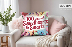 100 days of school Pillow Design, Teacher PNG Sublimation Product Image 1
