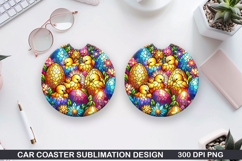 Bright Egg Car coaster sublimation, Easter Coaster PNG Product Image 1