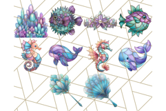 Stained Glass Sea Creatures PNG Clipart, Ocean Fantasy Product Image 6