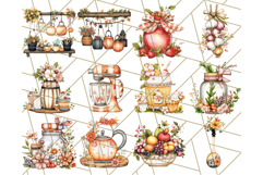 Whimsical Cottagecore Kitchen Clipart, Retro Coral PNG Decor Product Image 2