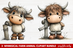 Whimsical Farm Animal Clipart | Cute Farm Animals PNG Set Product Image 1