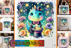 Joyful Sublimation TSHIRT Art, Cute Dino Product Image 1