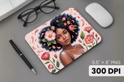 Afro Girl / Woman braided hair Mouse Pad, Black Queen PNG Product Image 1