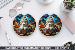 Halloween Dog Car Coaster Sublimation| Halloween Coaster PNG Product Image 1