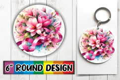 Radiant Keychain Round Style PNG, Flowers Product Image 1