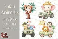 Jungle Safari Animals PNG Cute Pastel Wild Animal Clipart Product Image 1