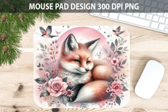 Watercolor Fox Mouse Pad Sublimation - Valentines PNG Product Image 1