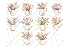 Watering Can Flowers PNG, Rustic Floral Watercolor Clipart Product Image 4