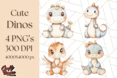Cute Pastel Dinosaur Clipart PNG for Nursery Art, Baby Decor Product Image 1