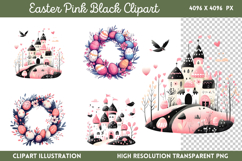 Pink Black Easter Clipart PNG Product Image 1