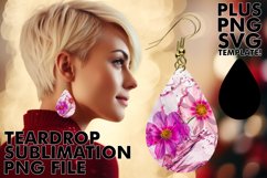 Lily Oasis: Sublimation Teardrop Earrings Designs Art PNG Product Image 1