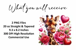 Valentine's Day Giraffe Tumbler Wrap Sublimation Design Product Image 2