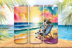 Funny caw enjoy dink &amp; beach Tumbler Wrap PNG Sublimation Product Image 1
