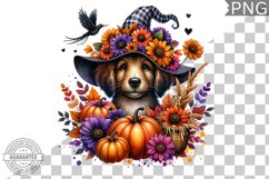 Halloween Dog Flowers Sublimation - Clipart PNG Design Product Image 1